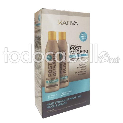 Kativa Keratina KIT Behandlung post-Aufrichtung. Shampoo + Conditioner ohne Salz
