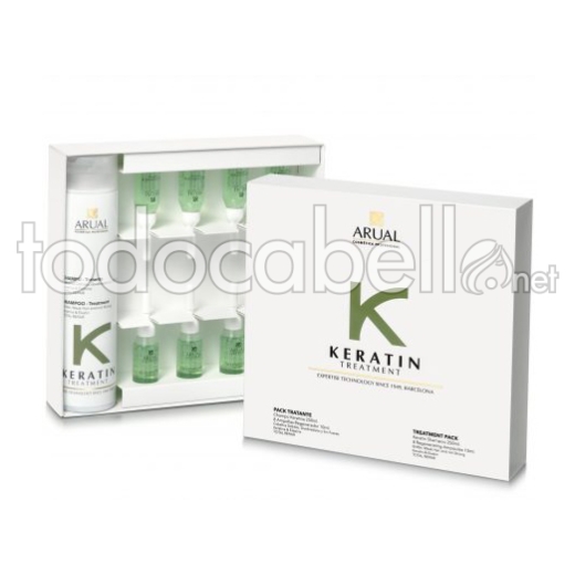 Arual Keratin Behandlung Regenerator Haar Debiles Champu 250 ml + Ampullen 8x10 ml