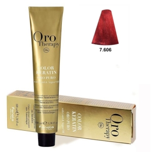 Fanola Tinte Oro Therapy "Ohne Ammoniak" 7.606 Blondes warmes Rot 100ml