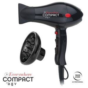 a.g.v Professionelle Haartrockner Compact Everywhere BLACK 2100W AC